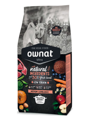 Ownat ultra medium lamb & rice 8 kilos