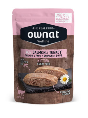 comida humeda ownat salmon pavo  kitten 85gr