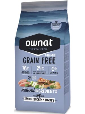 Ownat grain free prime senior pollo y pavo 12 kilo