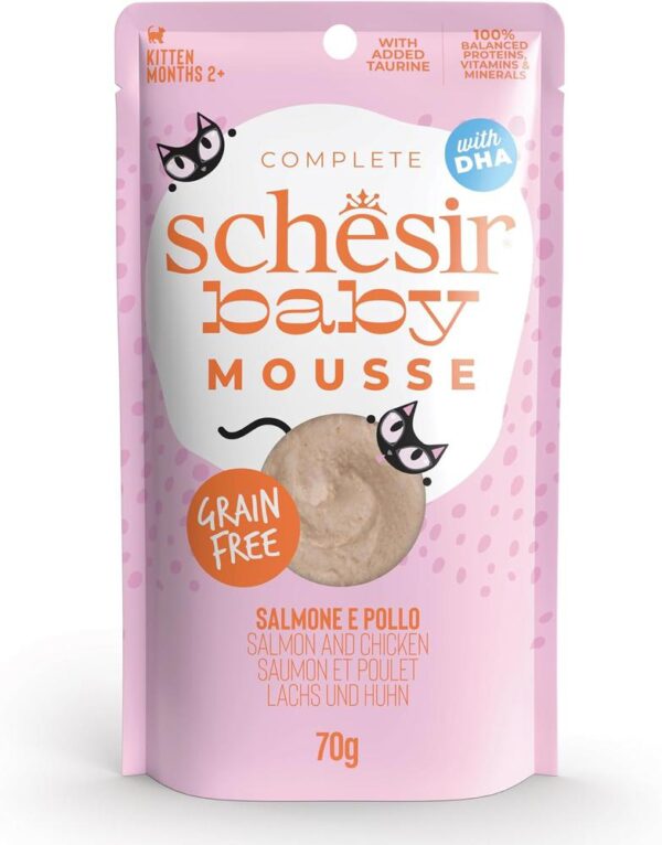 Schesir cat baby mousse salmon pollo sobre 70gr
