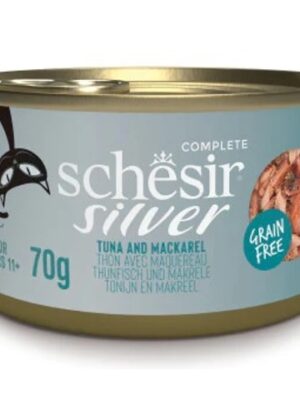 Schesir silver cat senior atun y caballa lata 70gr