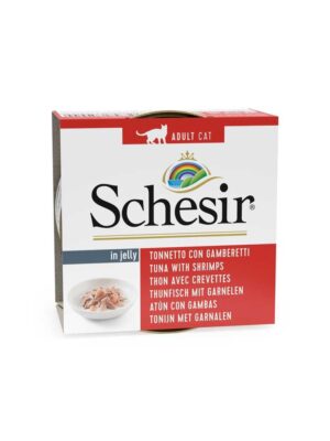 Schesir cat atún con gambas gelatina lata 85gr