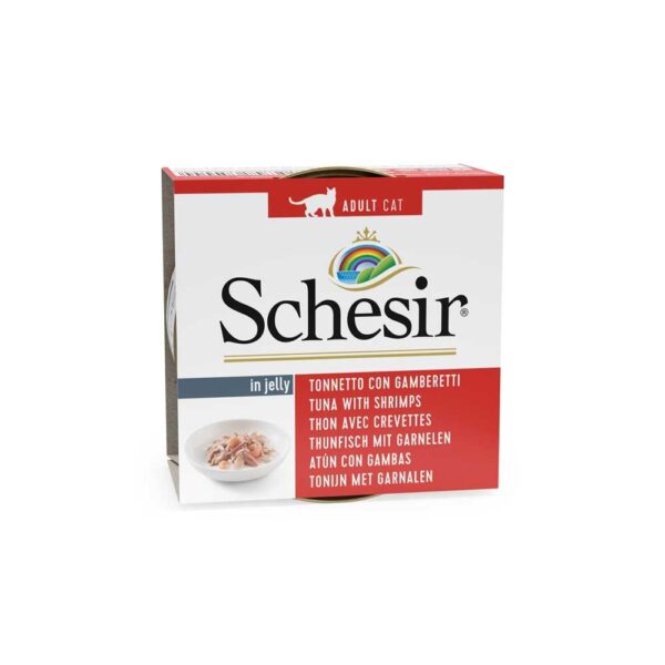 Schesir cat atún con gambas gelatina lata 85gr
