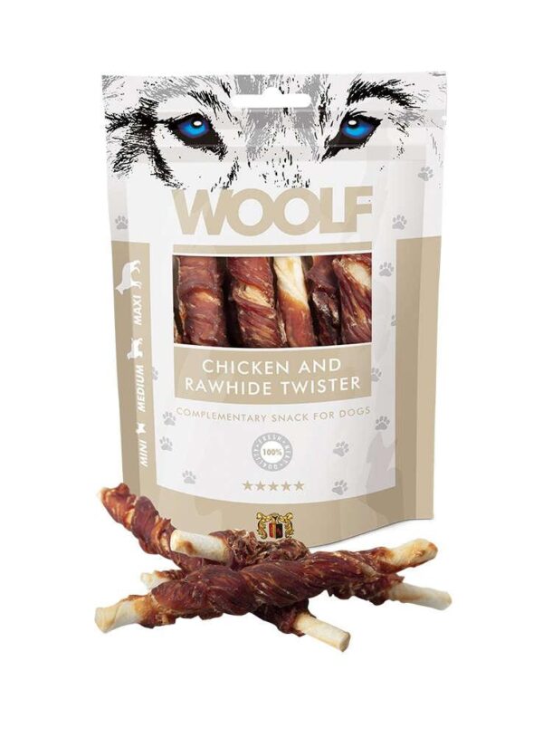Woolf chicken rawhide twister 100gr