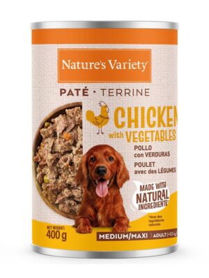 Natures Variety dog med/maxi paté pollo verd 400g