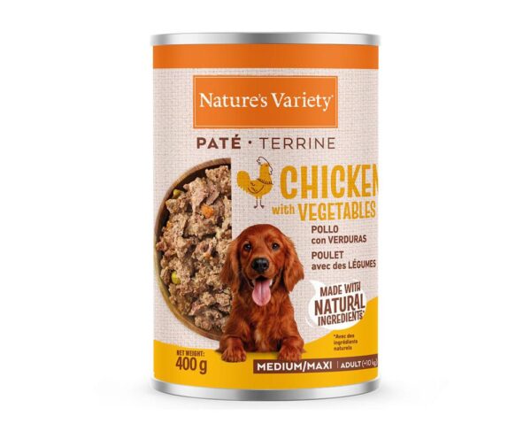 Natures Variety dog med/maxi paté pollo verd 400g