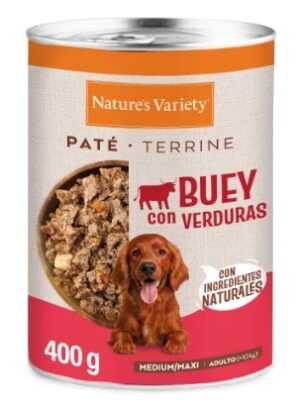 Natures Variety dog med/maxi paté ternera 400g