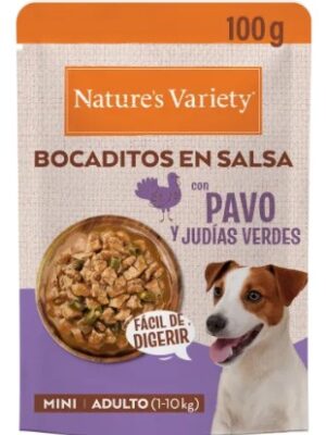 Natures Variety minidog Bites in gravy pavo 100g
