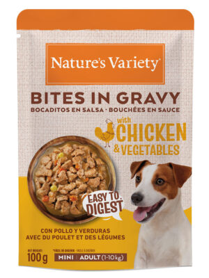 Natures Variety minidog Bites in gravy pollo 100g