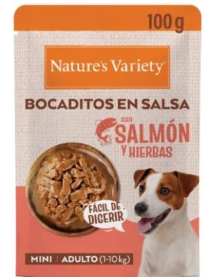 Natures Variety minidog Bites in gravy salmón 100g