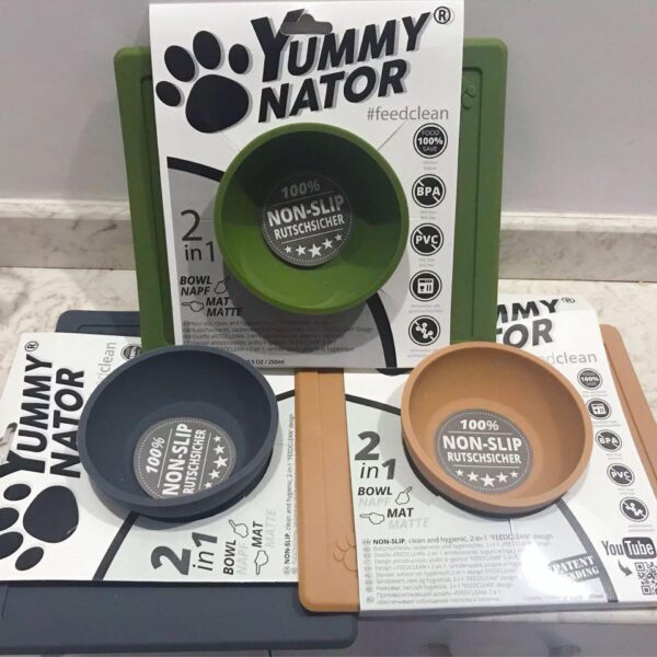 Yummynator comedero con alfombrilla Verde talla S